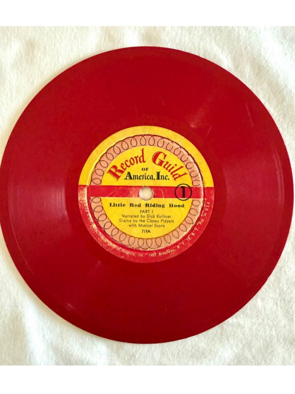 Vintage 1950s Red Record Little Red Riding Hood Children Story 6.5 inch Decor
